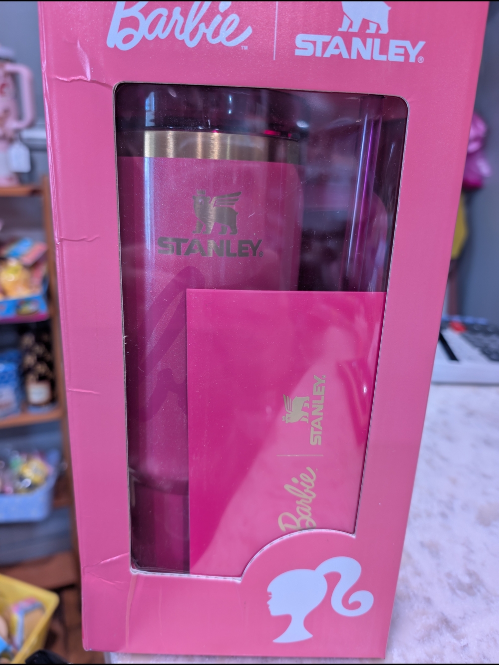 Stanley Barbie Collaboration Hot Pink Insulated Tumbler with Gold Accent